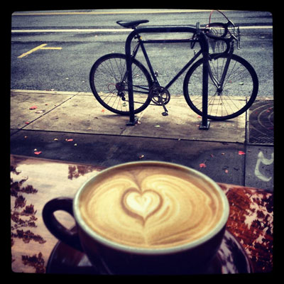 coffee and bike in portland, oregon
